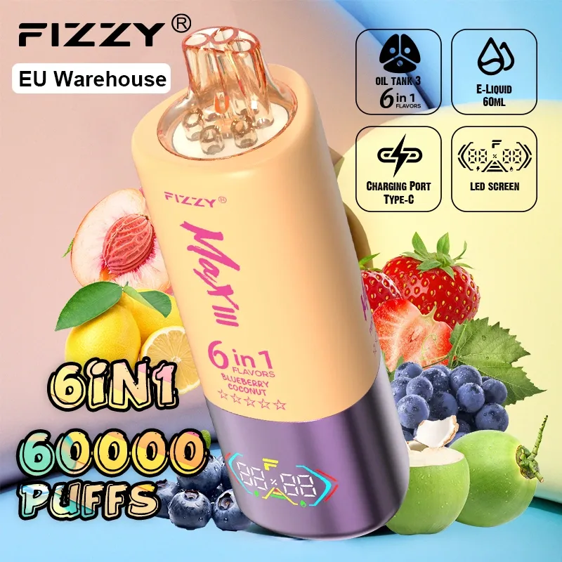 Vape za enkratno uporabo Fizzy 60000 Puffs Puff 60k 6 v 1 z okusi